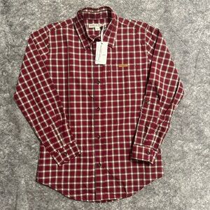 Hope And Henry Shirt Boys Large Organic Cotton Red Plaid White Preppy Buttons